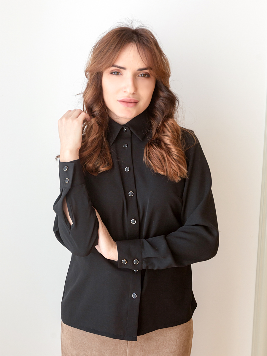 Блуза классическая черная Кара
